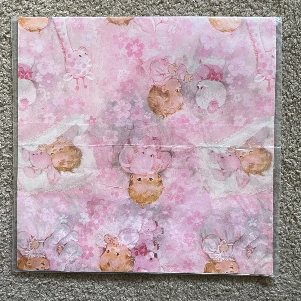 Vintage Norcross Pink Baby Gift Wrap